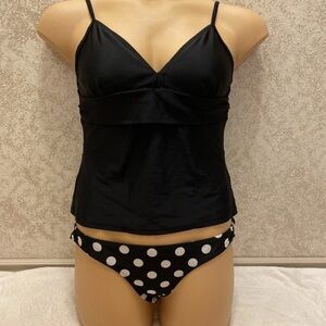 Chic Black and White Polka Dot Bikini Set